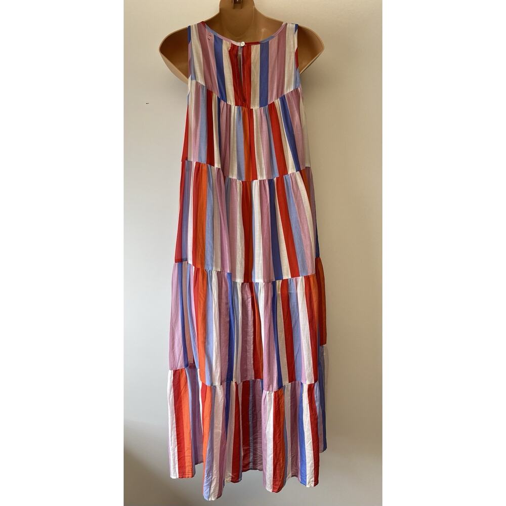 Xirena Eva Sleeveless Dress Women's Small Multicolor Stripe Soft Pockets Midi - Picture 3 of 11